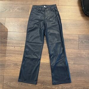 garage straight leg leather pants navy blue (xs)